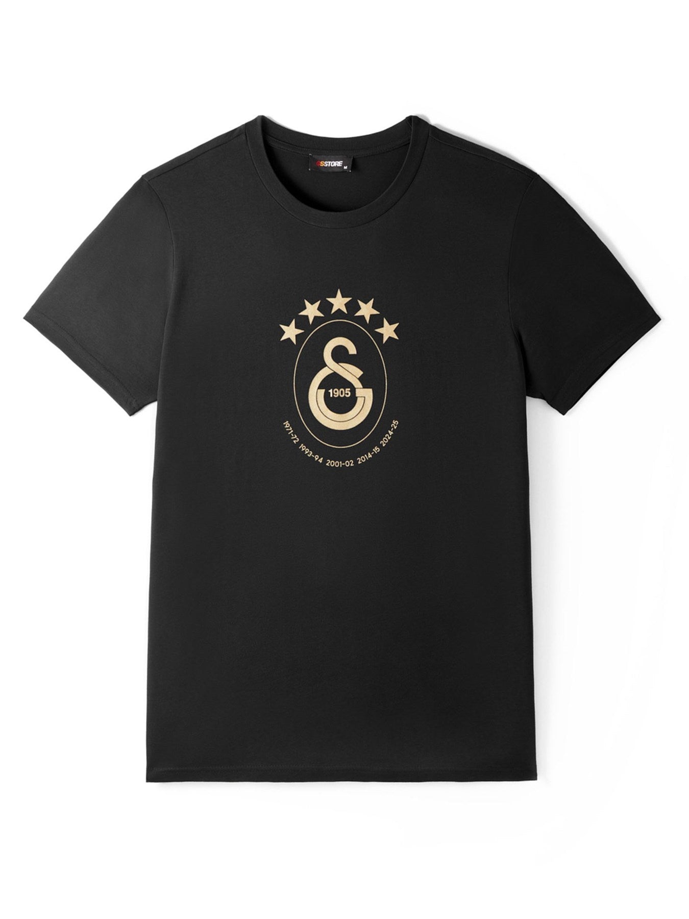 Galatasaray Lisanslı 2025 Logolu Şampiyonluk Siyah T-Shirt Şampiyonluk Özel Ahşap Kutulu