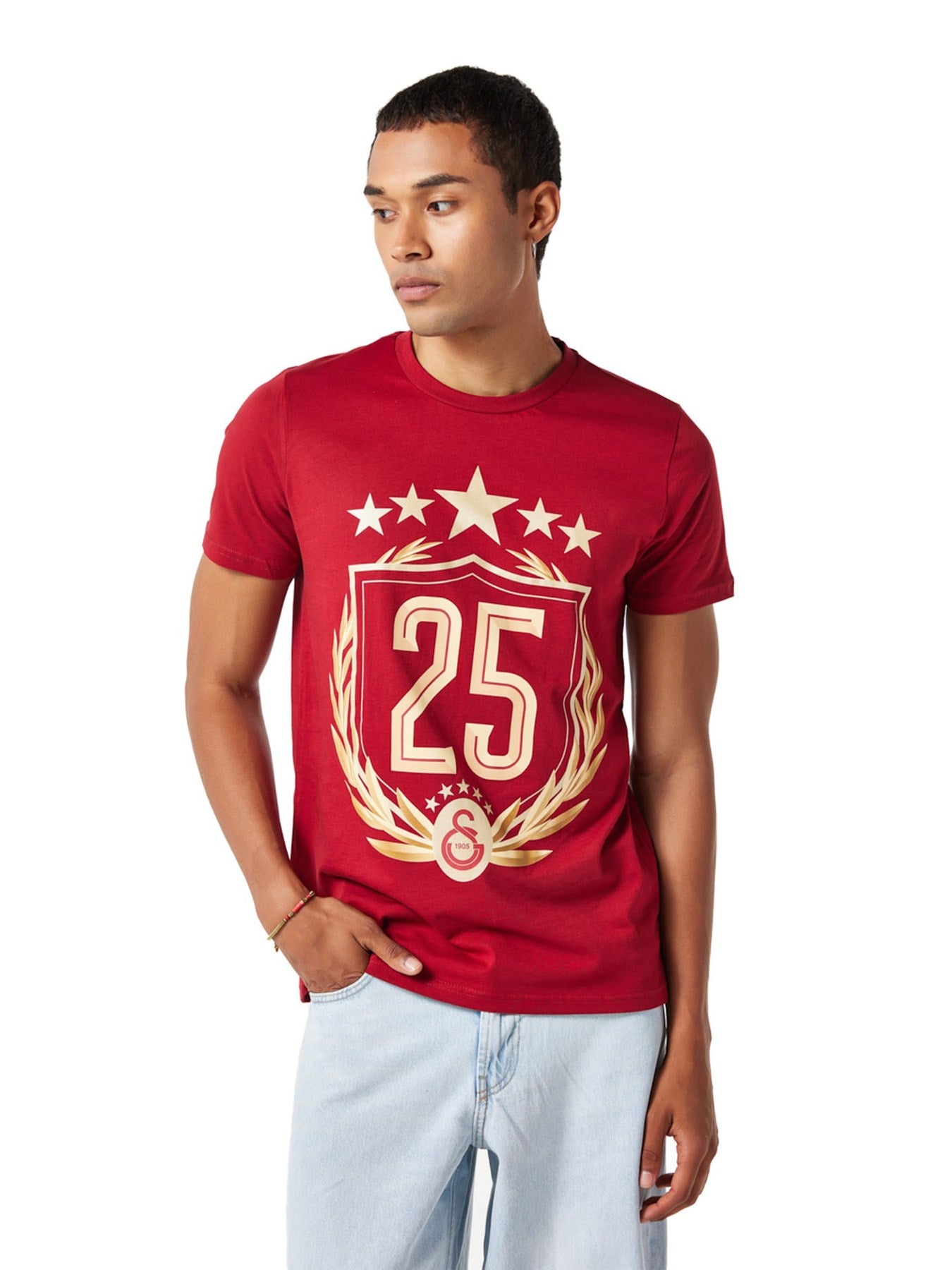 Galatasaray Lisanslı 2025 Şampiyonluk Kırmızı Özel Yetişkin T-Shirt