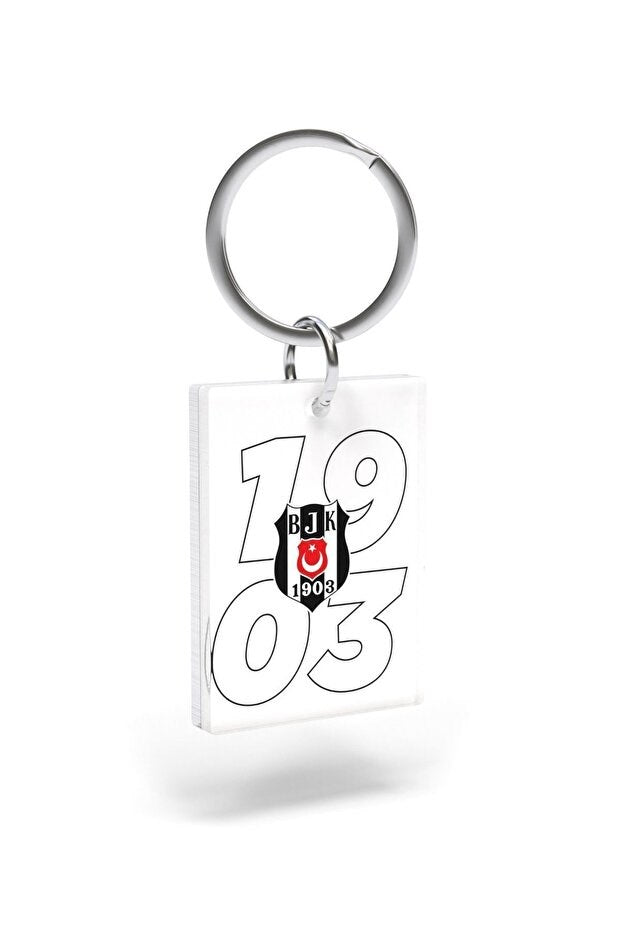 Beşiktaş Lisanslı Siyah Beyaz 1903 Yazılı Anahtarlık Kartal Ahşap Kutulu