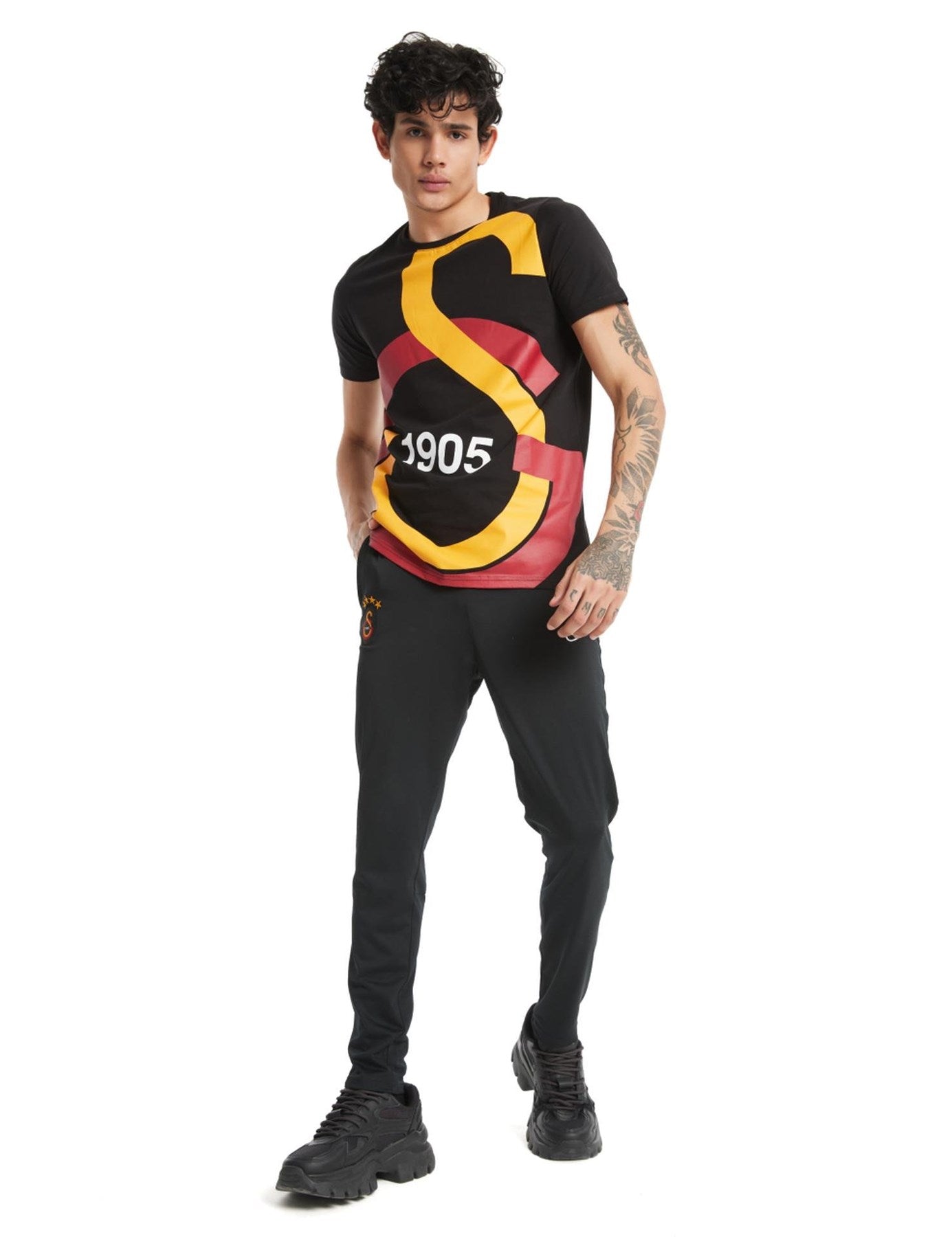 Galatasaray Lisanslı Siyah Büyük Logolu T-Shirt