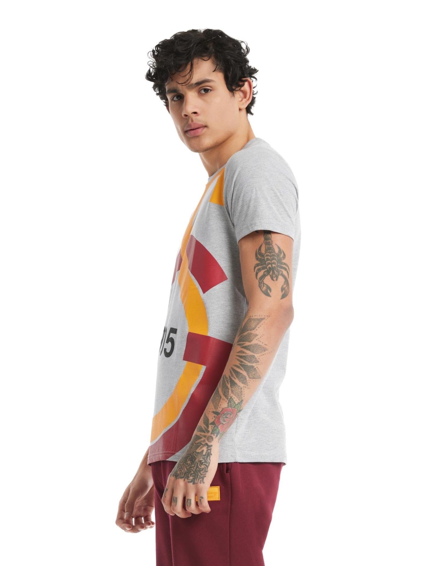 Galatasaray Lisanslı Büyük Logolu Gri T-Shirt