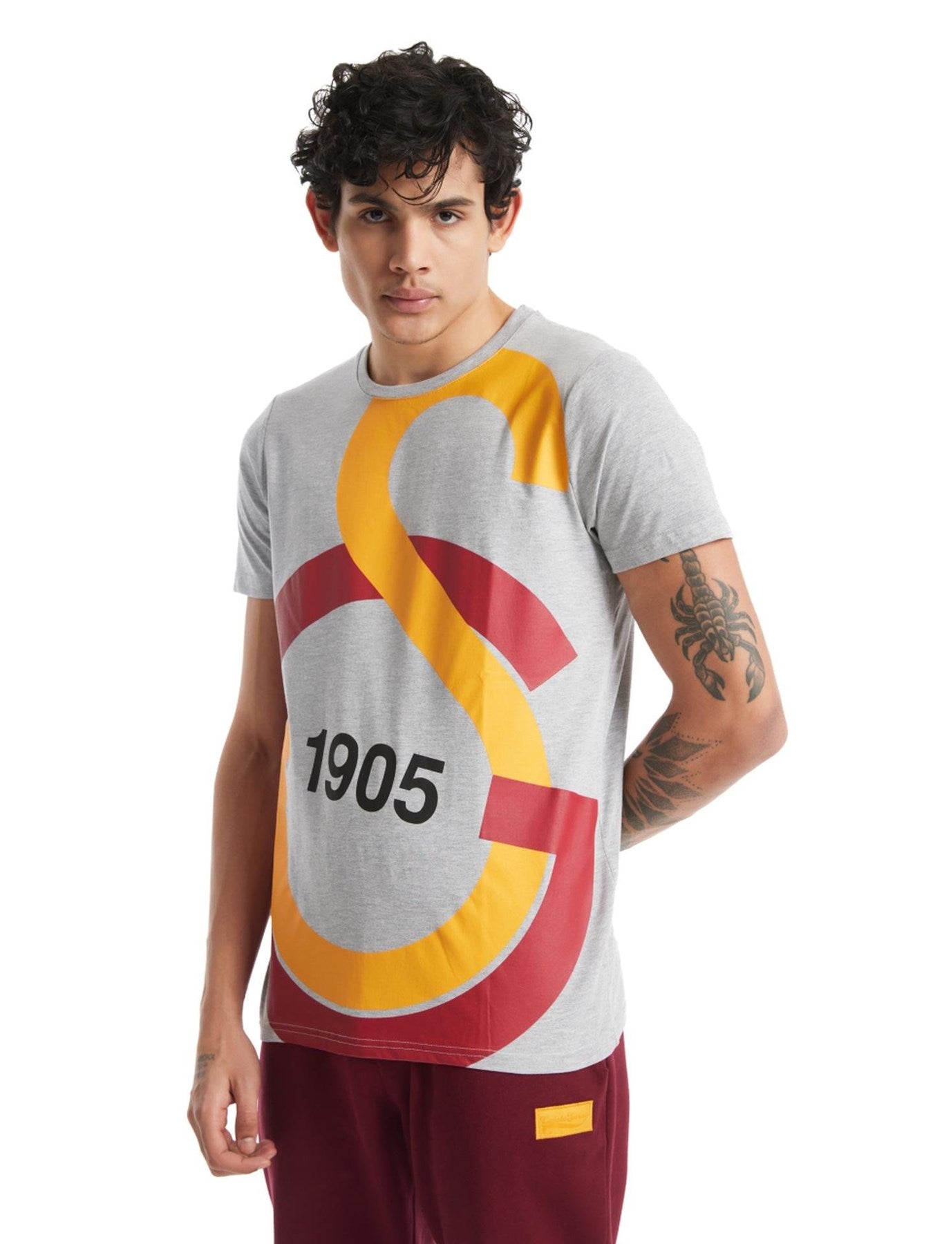 Galatasaray Lisanslı Büyük Logolu Gri T-Shirt