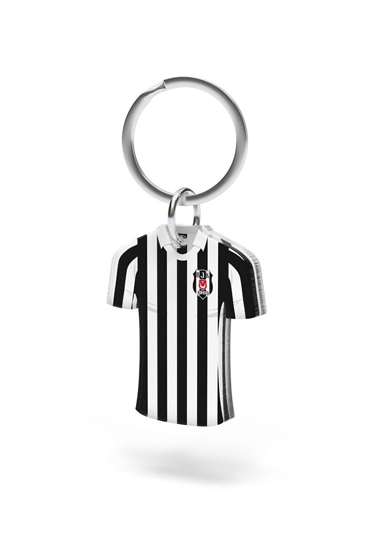 Beşiktaş Lisanslı Siyah Beyaz Çubuklu Forma Anahtarlık Kartal Ahşap Kutulu