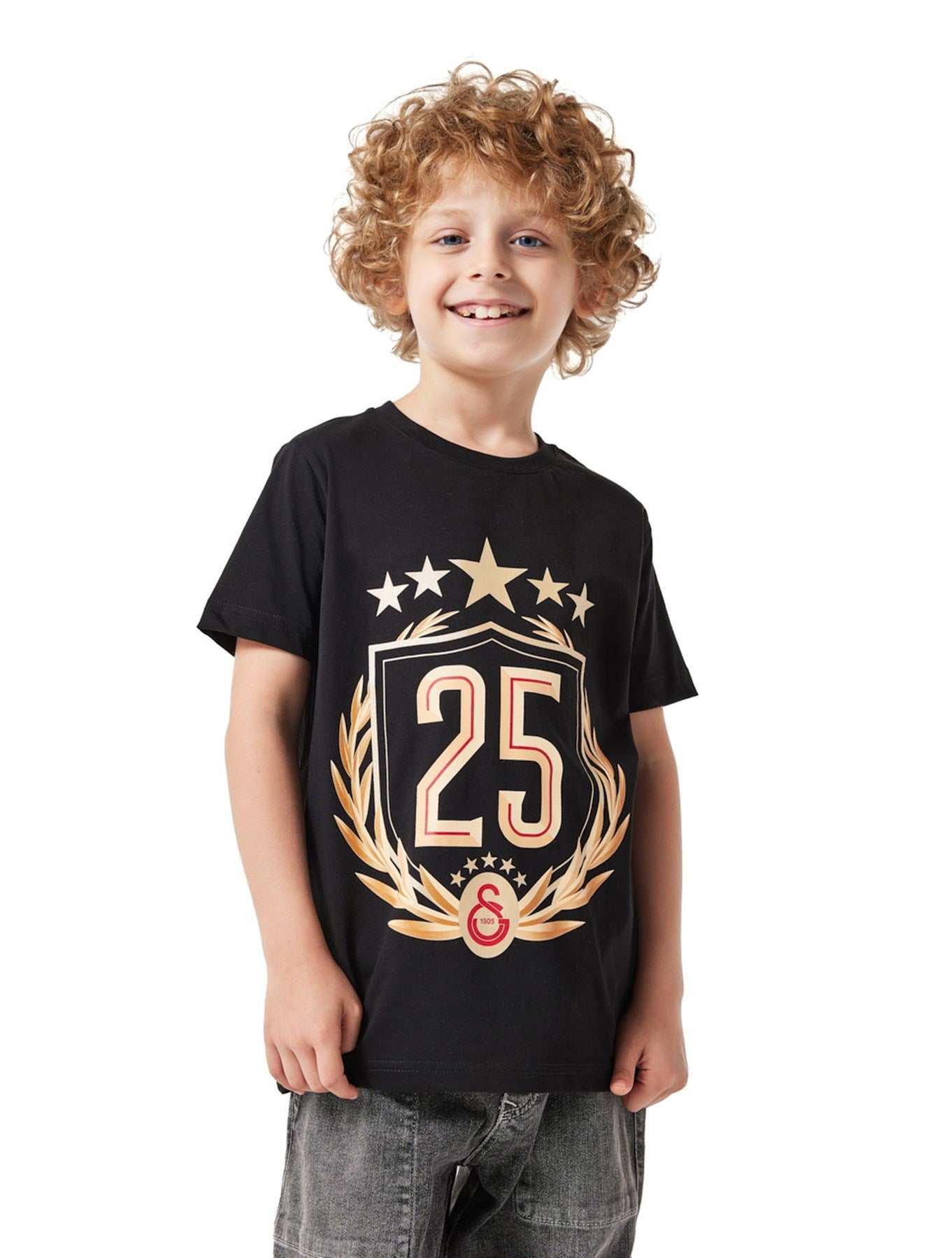 Galatasaray Lisanslı 2025 Şampiyonluk Özel Siyah Çocuk T-Shirt