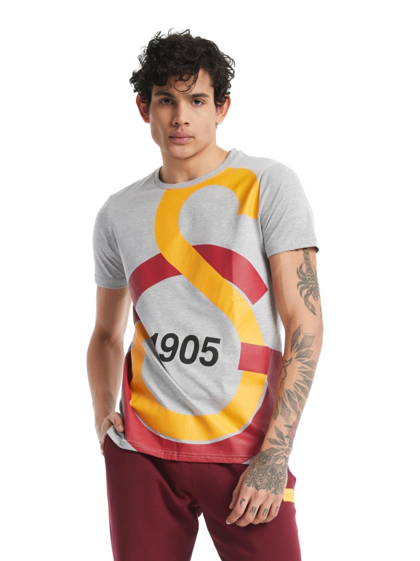 Galatasaray Lisanslı Büyük Logolu Gri T-Shirt