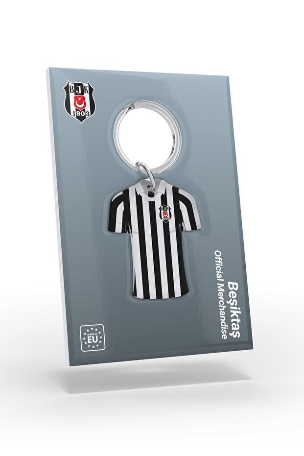 Beşiktaş Lisanslı Siyah Beyaz Çubuklu Forma Anahtarlık Kartal Ahşap Kutulu