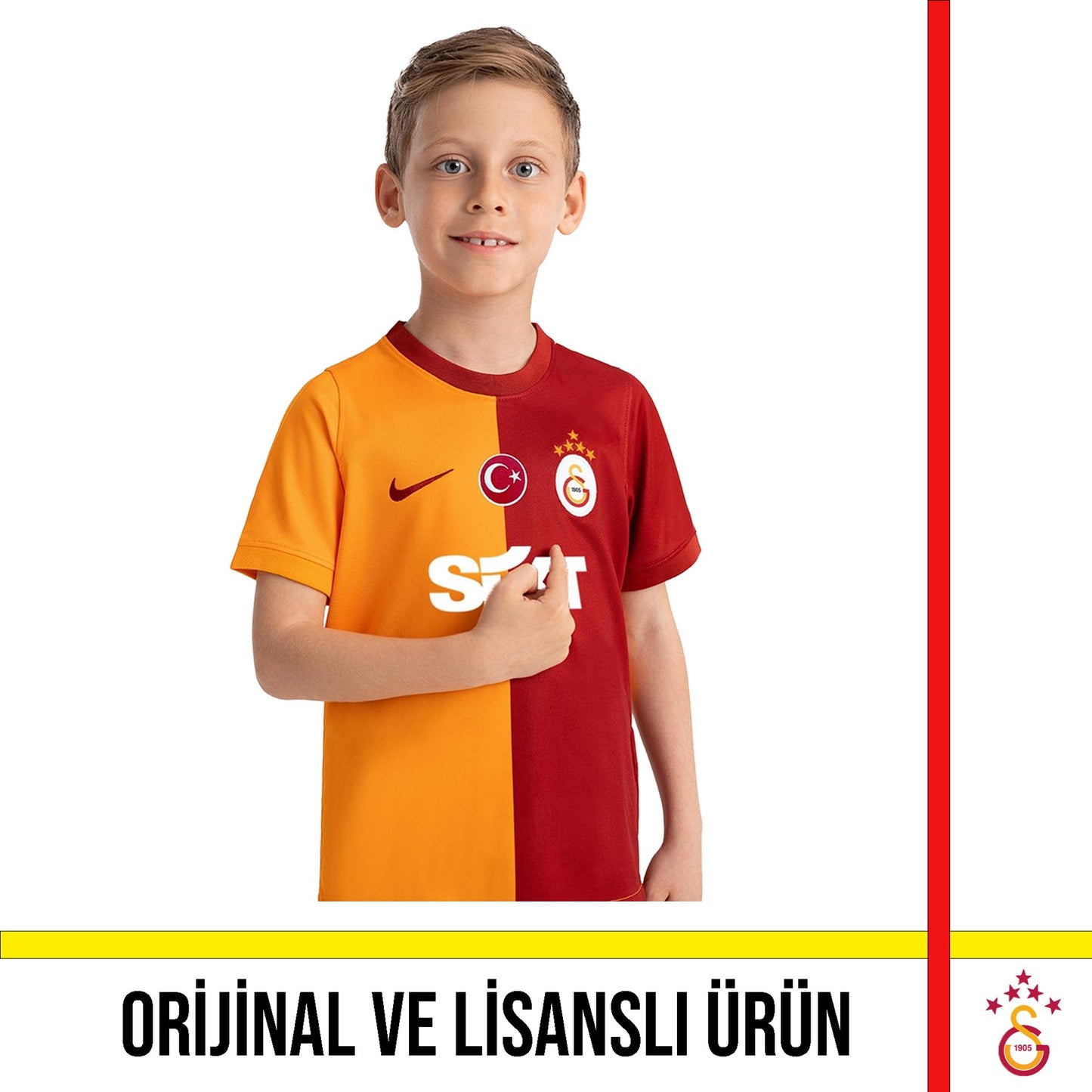 Galatasaray Lisanslı 2023-2024 Sezon 5 Yıldızlı Çocuk İç Saha Forması