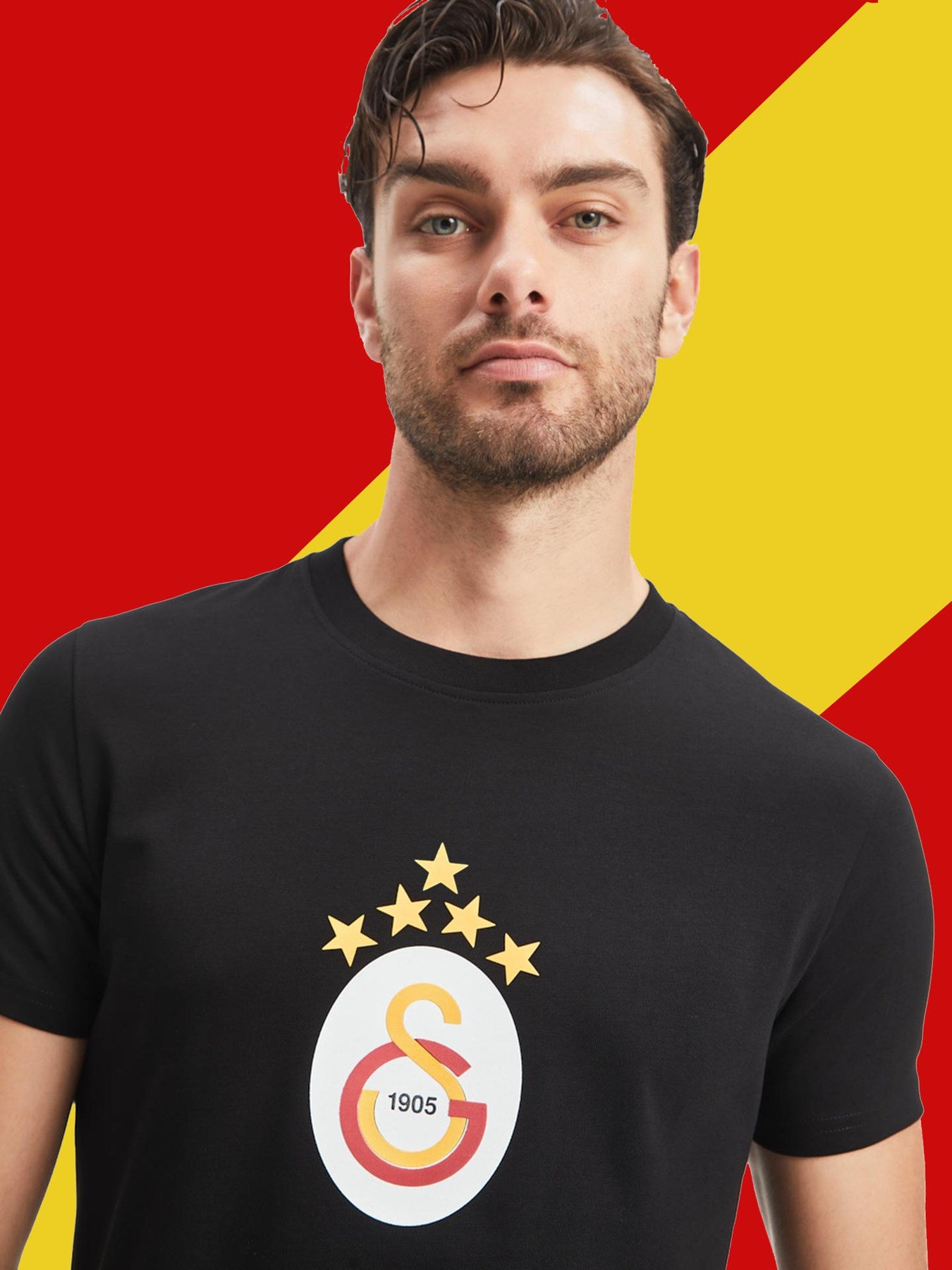 Galatasaray Lisanslı 5 Yıldızlı Siyah Özel T-Shirt