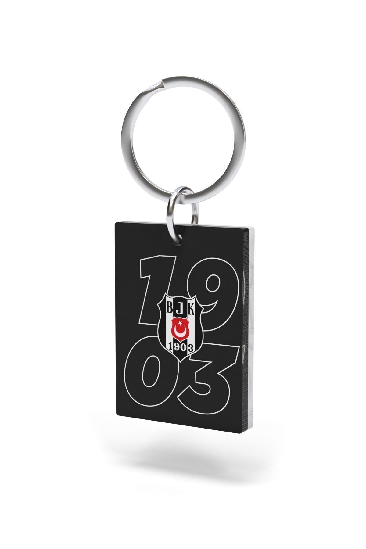 Beşiktaş Lisanslı Siyah Beyaz 1903 Yazılı Anahtarlık Kartal Ahşap Kutulu