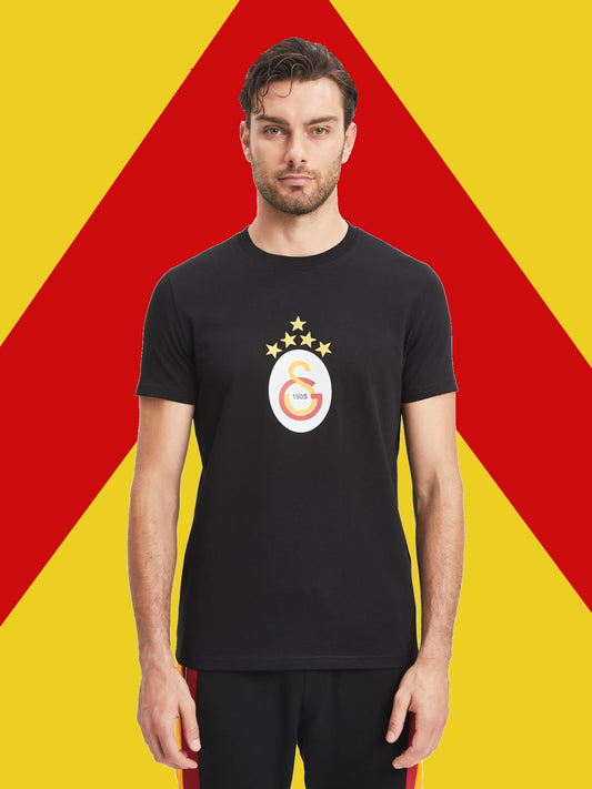 Galatasaray Lisanslı 5 Yıldızlı Siyah Özel T-Shirt