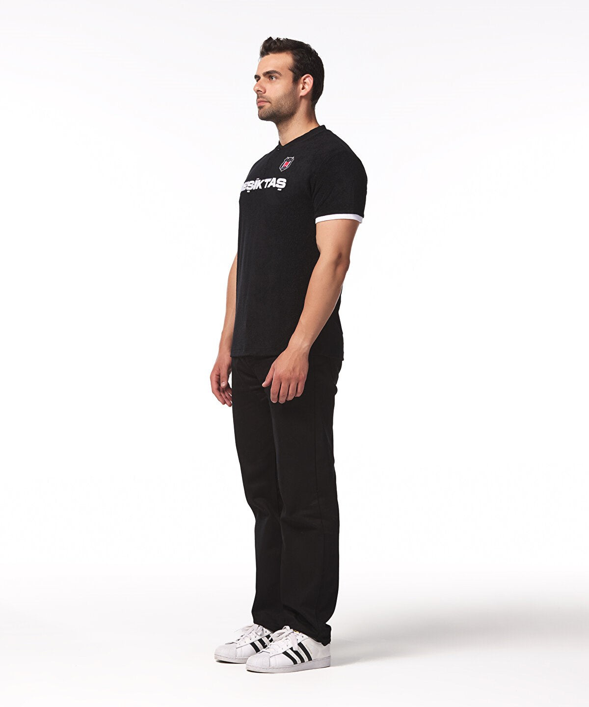 Beşiktaş Lisanslı Yazılı Logolu Siyah T-Shirt