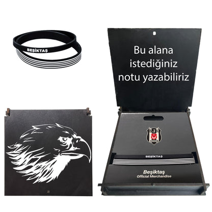 Beşiktaş Lisanslı 2'li Bileklik Siyah Kartal Ahşap Kutulu