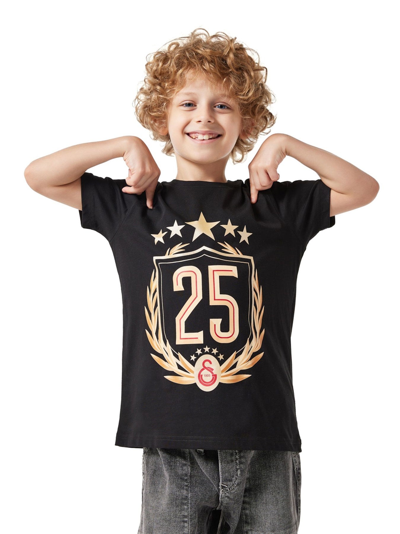 Galatasaray Lisanslı 2025 Şampiyonluk Özel Siyah Çocuk T-Shirt