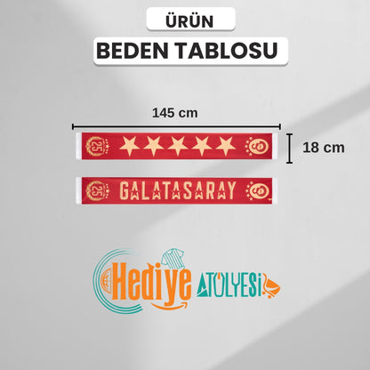 Galatasaray Lisanslı Kırmızı 5 Yıldızlı 25 Şampiyonluk Özel Şal Atkı