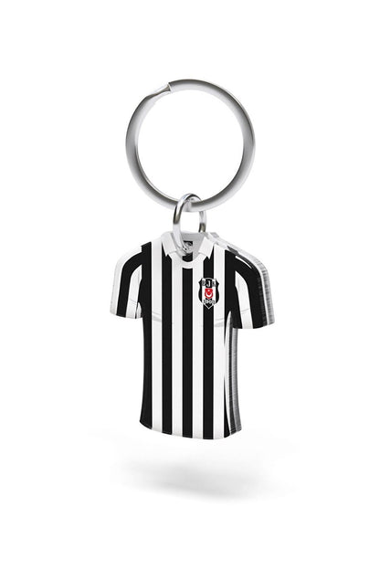 Beşiktaş Lisanslı Siyah Beyaz Çubuklu Forma Anahtarlık Kartal Ahşap Kutulu