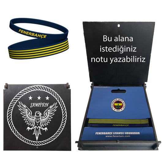 Fenerbahçe Lisanslı 2'li Hediye Siyah Ahşap Kutulu Bileklik