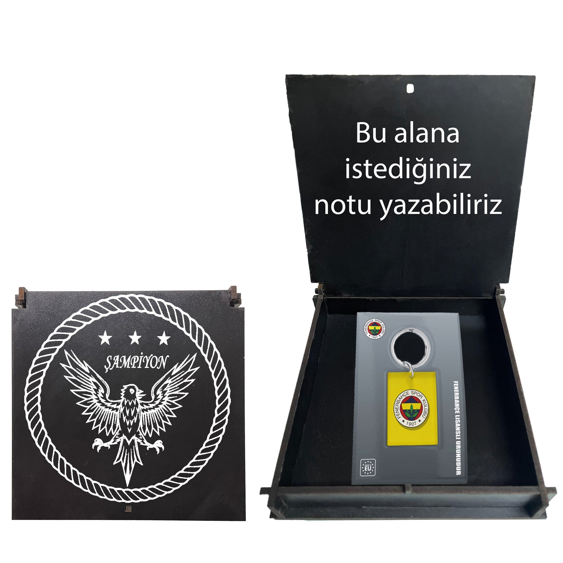 Fenerbahçe Lisanslı Sarı-Lacivert Çubuklu Anahtarlık Kanarya Ahşap Kutulu