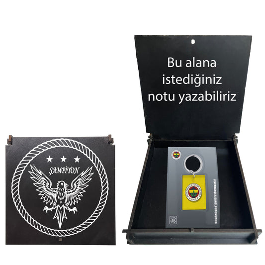 Fenerbahçe Lisanslı Sarı-Lacivert Çubuklu Anahtarlık Kanarya Ahşap Kutulu
