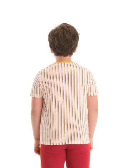 Galatasaray Lisanslı Çizgili Beyaz Çocuk T-Shirt
