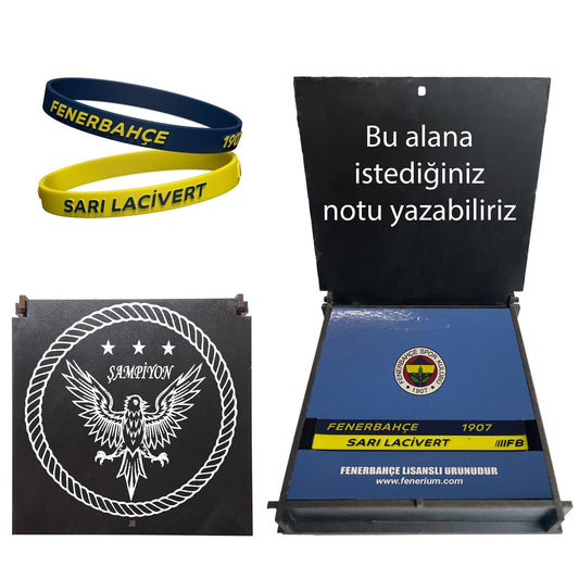 Fenerbahçe Lisanslı  Siyah Ahşap Kutulu Sarı-Lacivert Bileklik